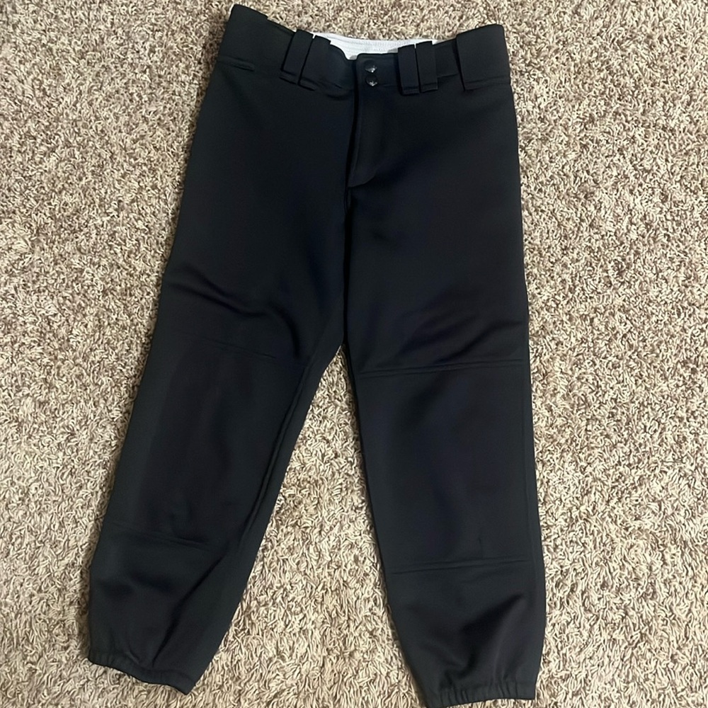 Black mizuno softball pants. Great quality. Still my favorite pants.